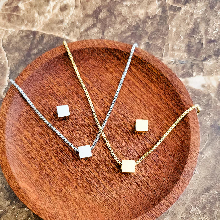Tiny Square Charm Necklace