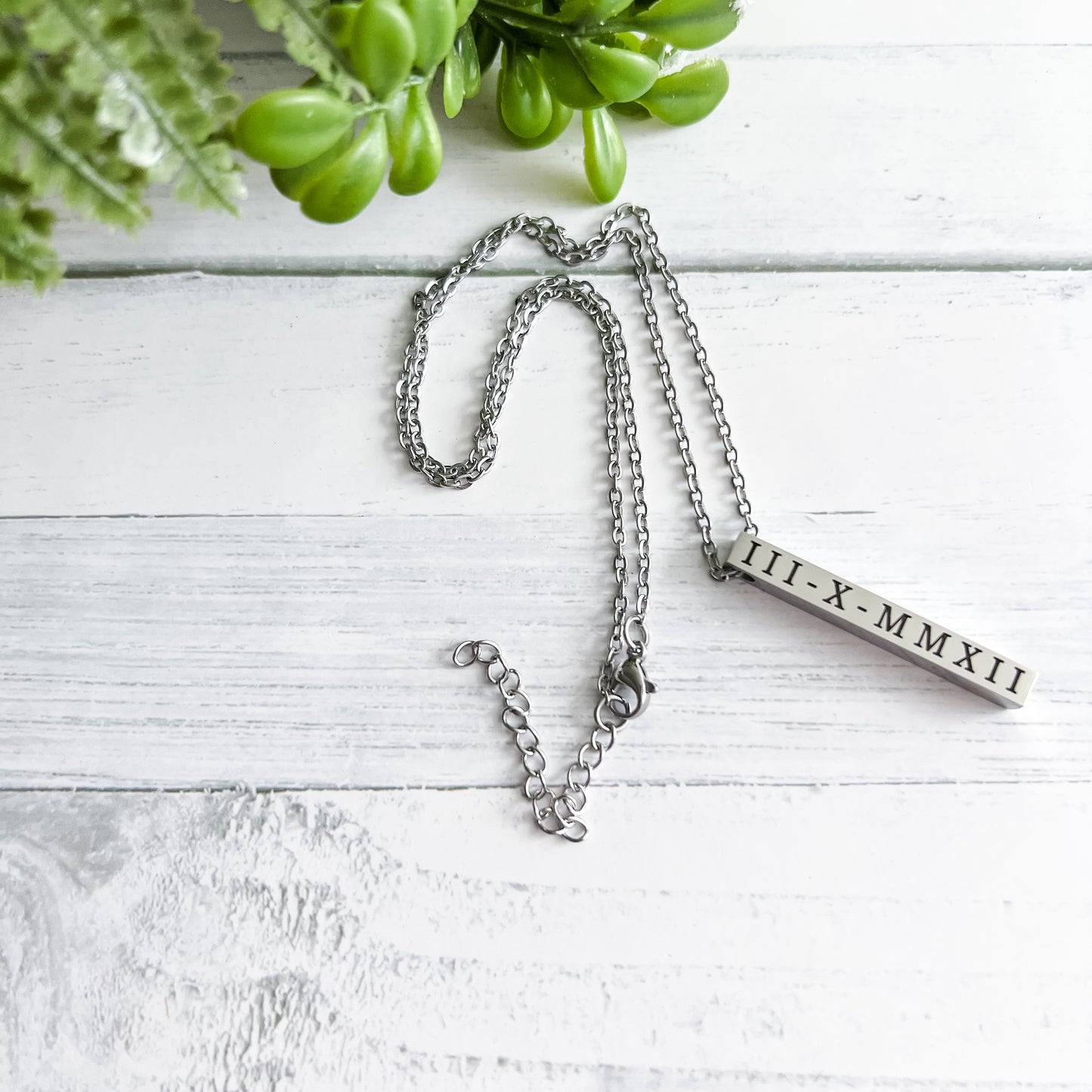 Roman Numeral Vertical Bar Necklace