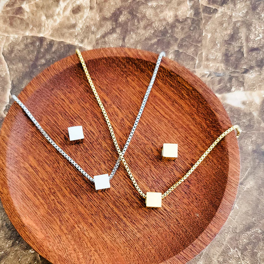 Tiny Square Charm Necklace