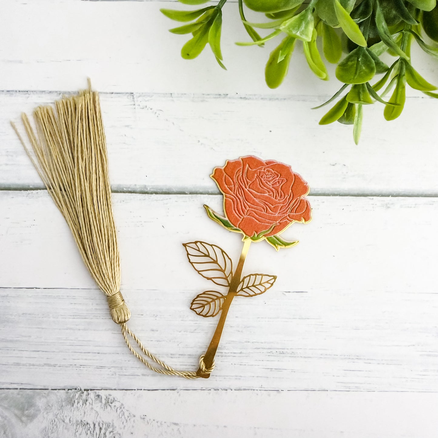 Rose Metal Bookmark with Tassel