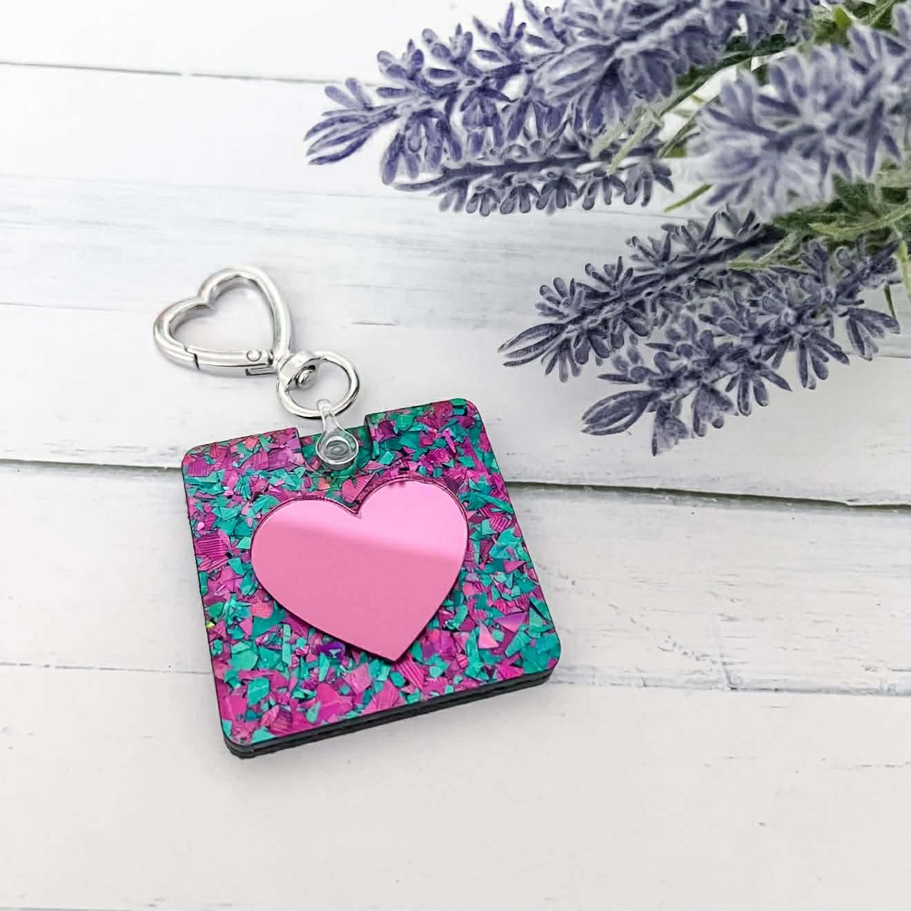 3D Mirrored Heart NFC Keychain/Bag Tag