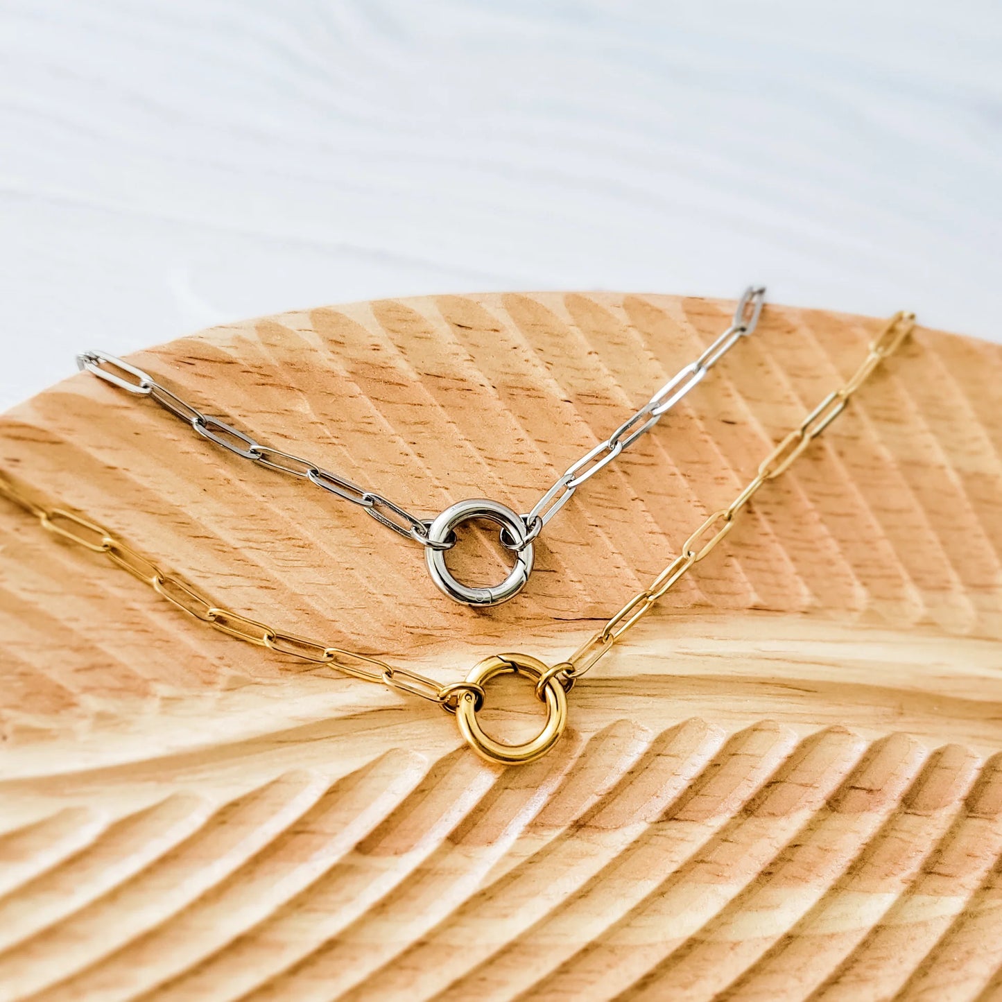 Charm Holder Paperclip Chain Necklace