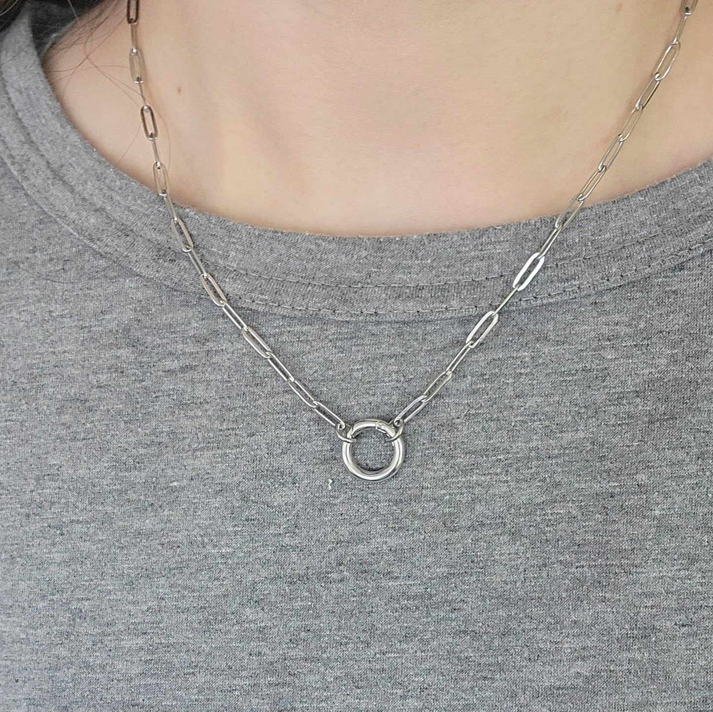 Charm Holder Paperclip Chain Necklace