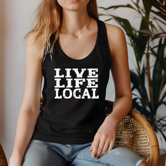 Live Life Local Black Tank