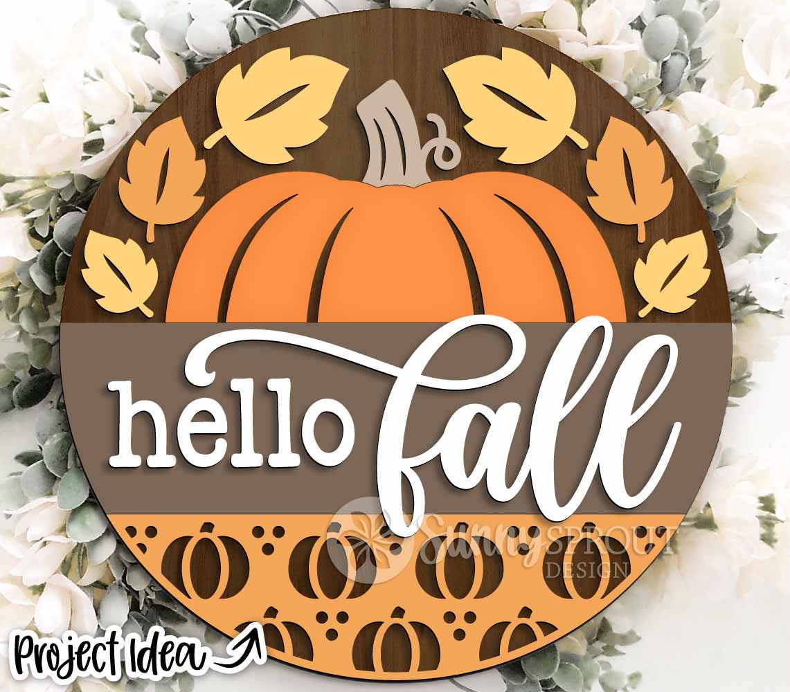 Hello Fall Pumpkin Leaf Sign