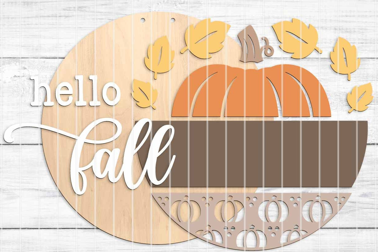 Hello Fall Pumpkin Leaf Sign
